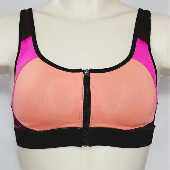 XS X-SMALL Champion N9643 Power Shape Max Zip Front‎ Sport Bra Papaya NWT - Picture 1 of 10